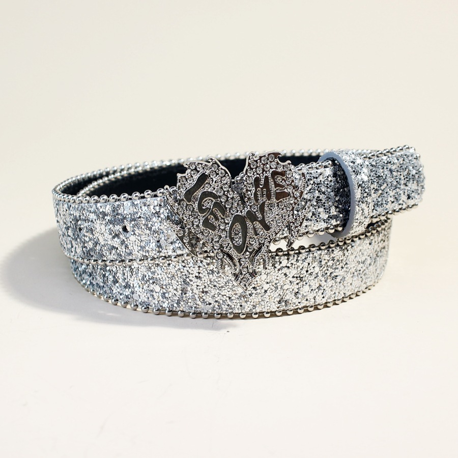 Women'S Jeans Accessories Chain - Vielseitiger Damen-Gürtel mit Strass und silbernen