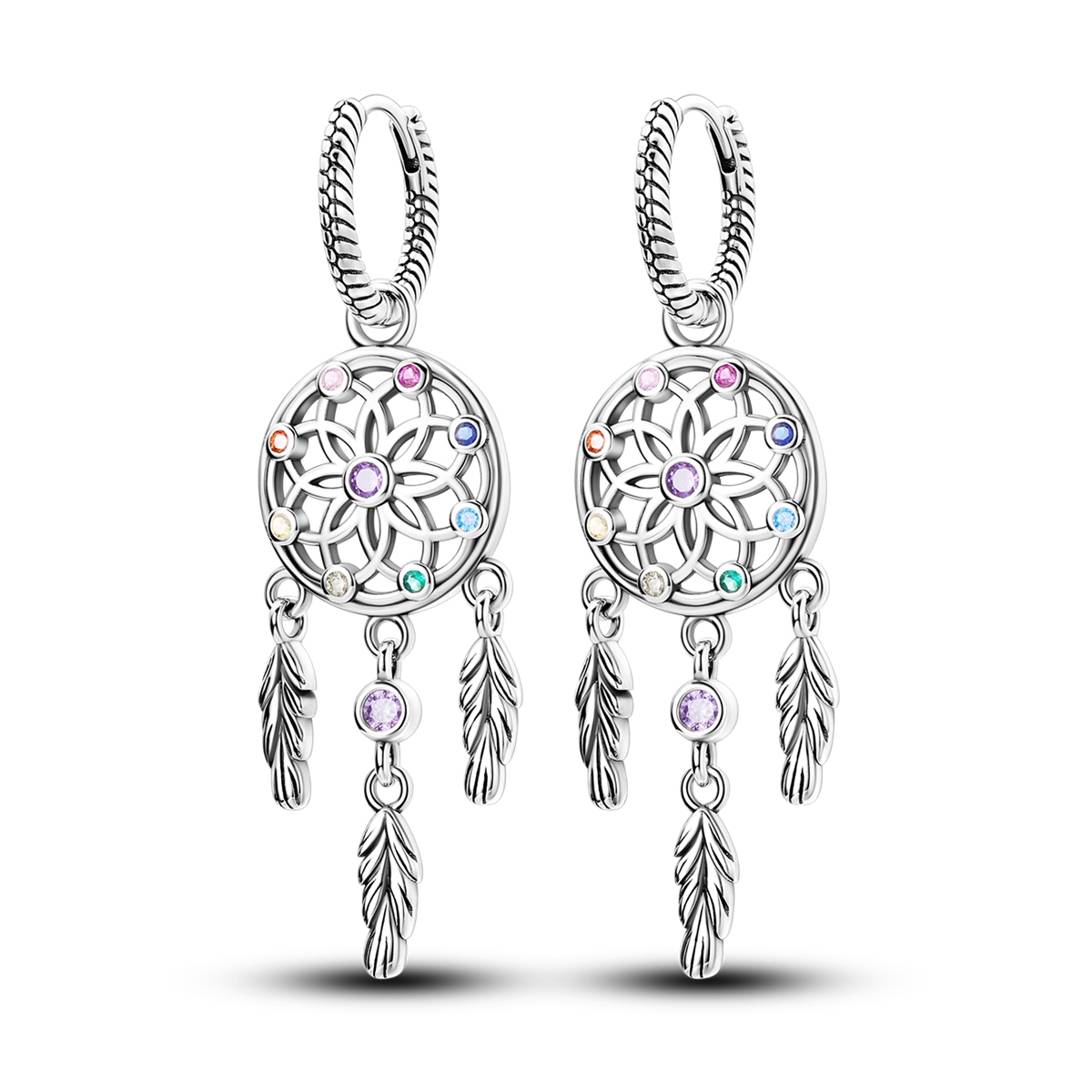 Tassel Earrings Boho - 925 Sterling Silber Traumfänger Hängeohrringe für