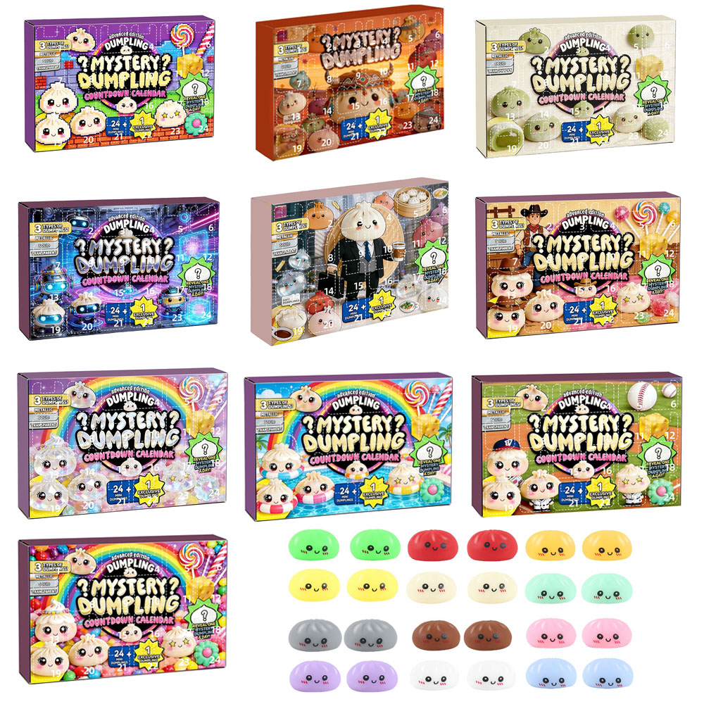 Women Accessories Gift Box - Überraschungs-Dumpling-Blindbox-Countdown-Kalender: 24-Tage-Stressabbau-Quetschspielzeug-Set für Kinder, Jugendliche, Frauen
