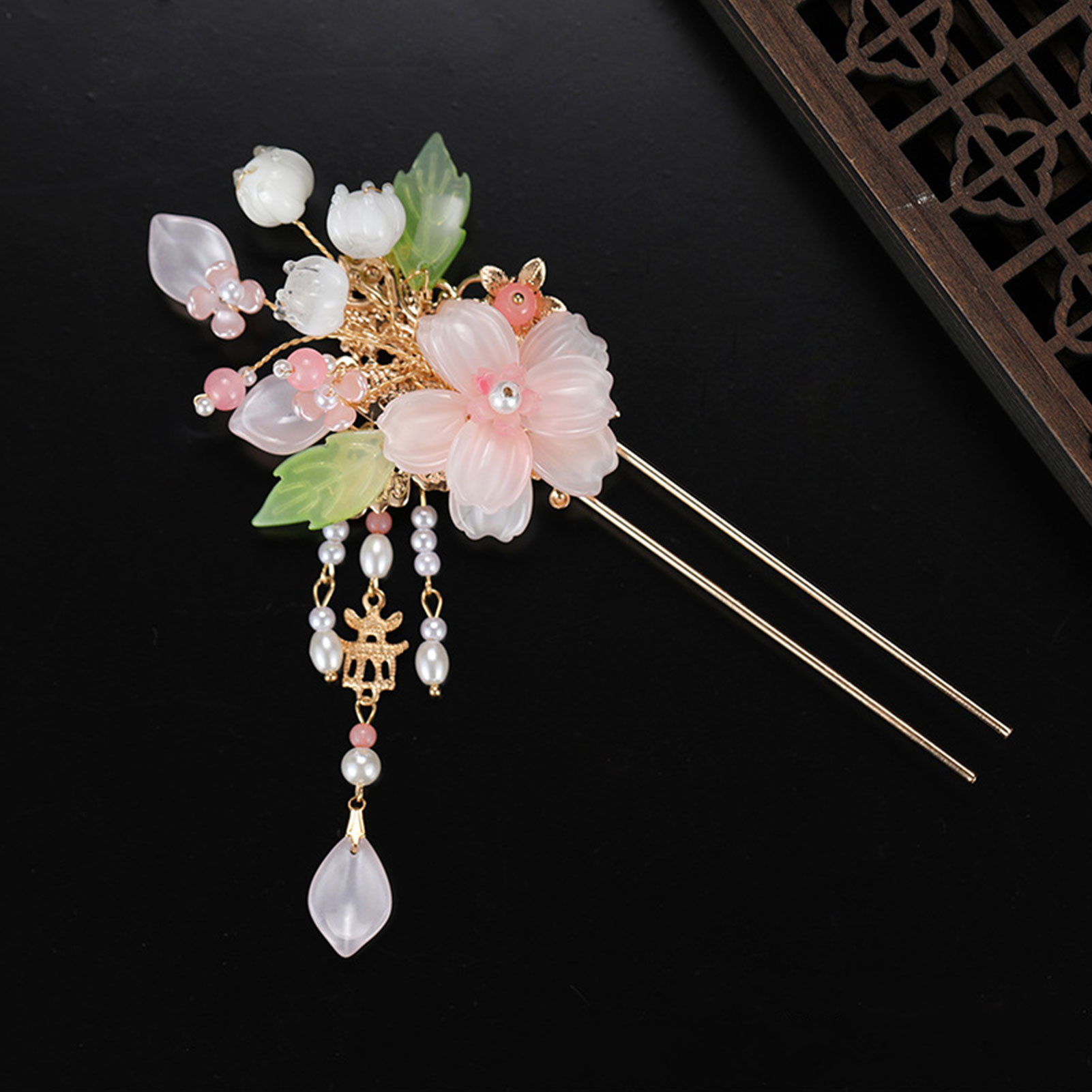 Pearl Hair Pin - Elegante rosa Blume Haarnadeln Retro chinesischen