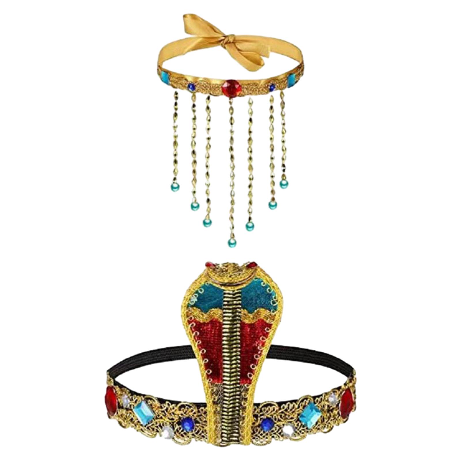 Women Accessories Egypt - 2-teiliges ägyptisches Kostümzubehör, ägyptische Königin, Kopfschmuck,