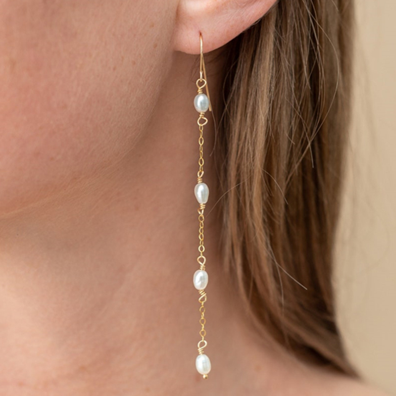 Tassel Earrings Boho - 14K Gold gefüllte natürliche Perlenohrringe handgefertigter