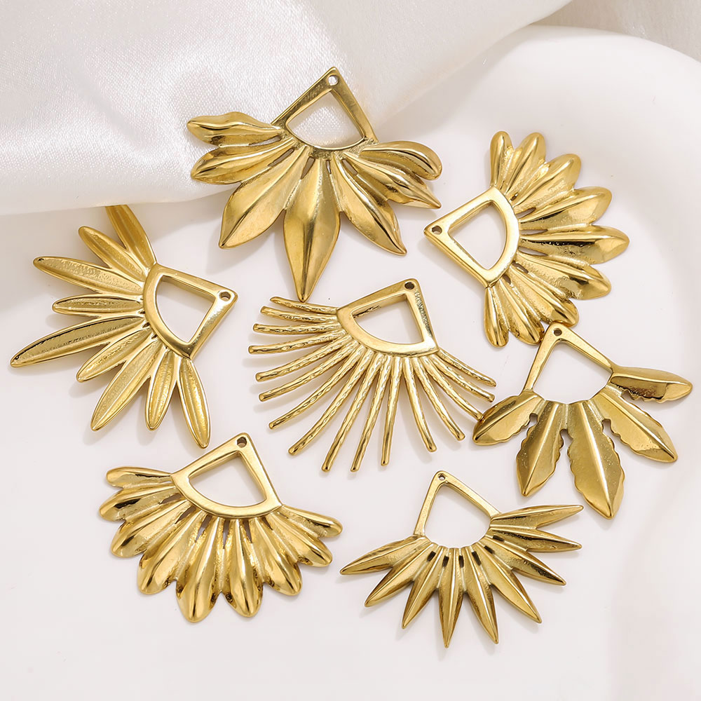 Tassel Earrings Boho - 2 Stück fächerförmige Ohrring-Charms aus Edelstahl