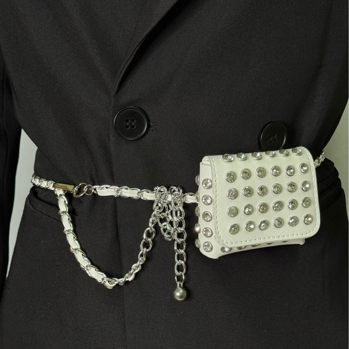 Women'S Jeans Accessories Chain - Mode Niet Mini Waistpack Schulter Tasche