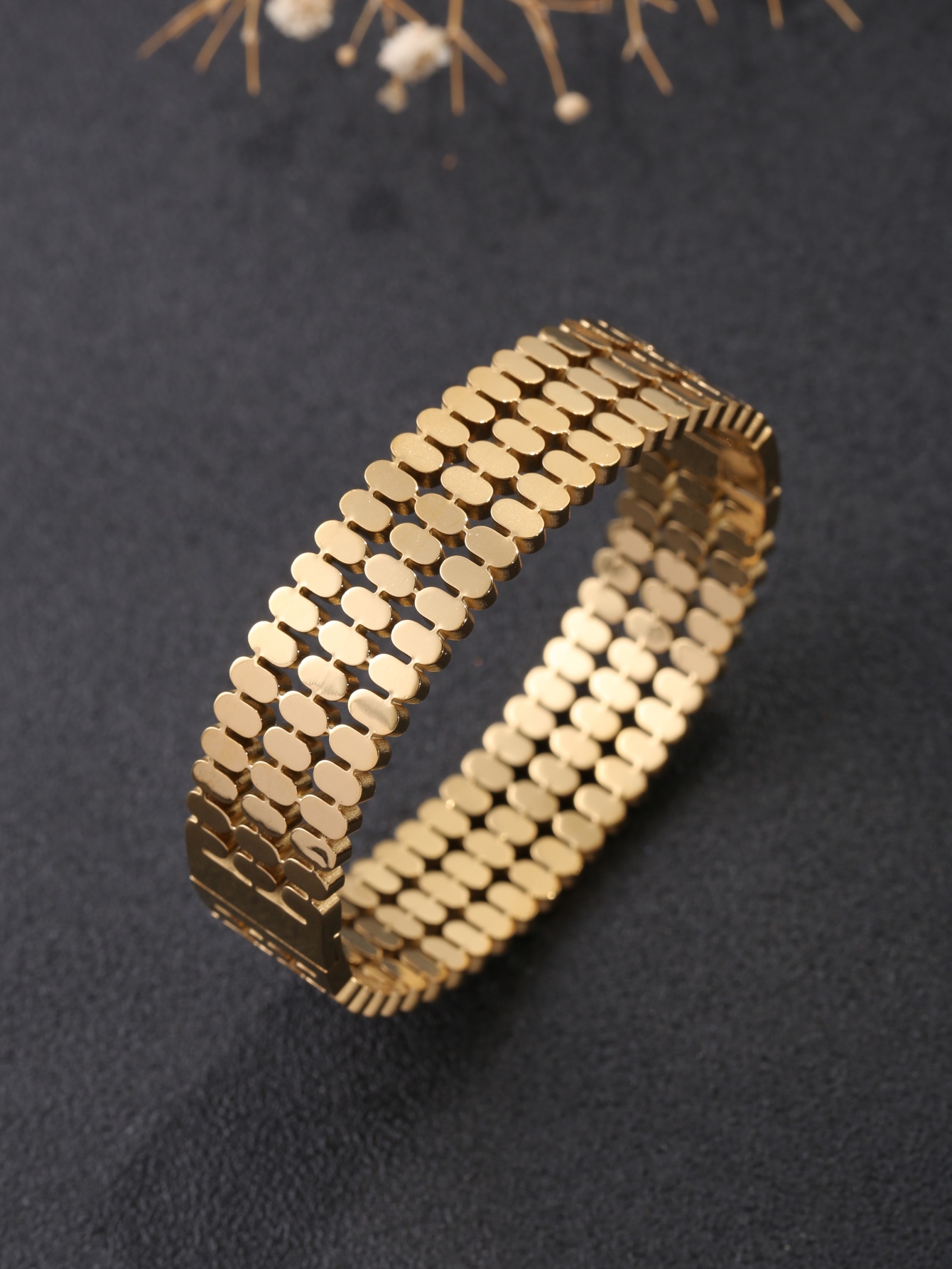 Women'S Accessories To Wear With Watch - 1 Stück Edelstahl 18K vergoldetes, hohlgefrästes