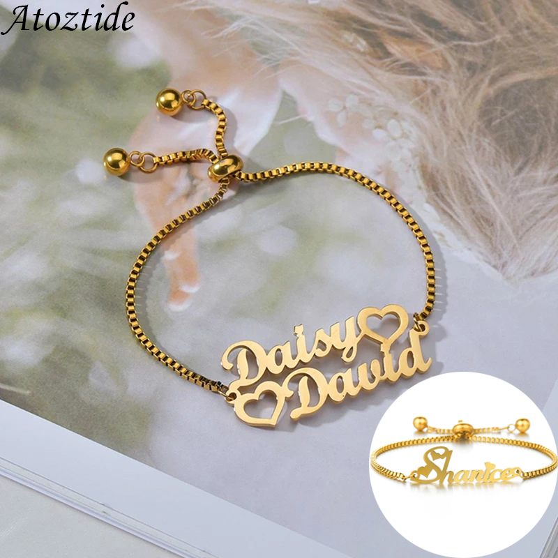 Women Accessories Gift Box - Atoztide Benutzerdefinierte 1-2 Namen Armband Edelstahl