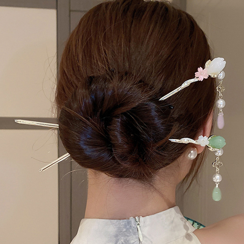 Pearl Hair Pin - Vintage Blumen-Perlen-Quasten-Haarnadel für Frauen, Exquisiter Chinesischer