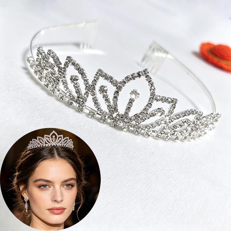 Women'S Wedding Accessories - Silberfarbene, funkelnde Strass-Krone, Braut-Tiara, Hochzeits-Haarschmuck für