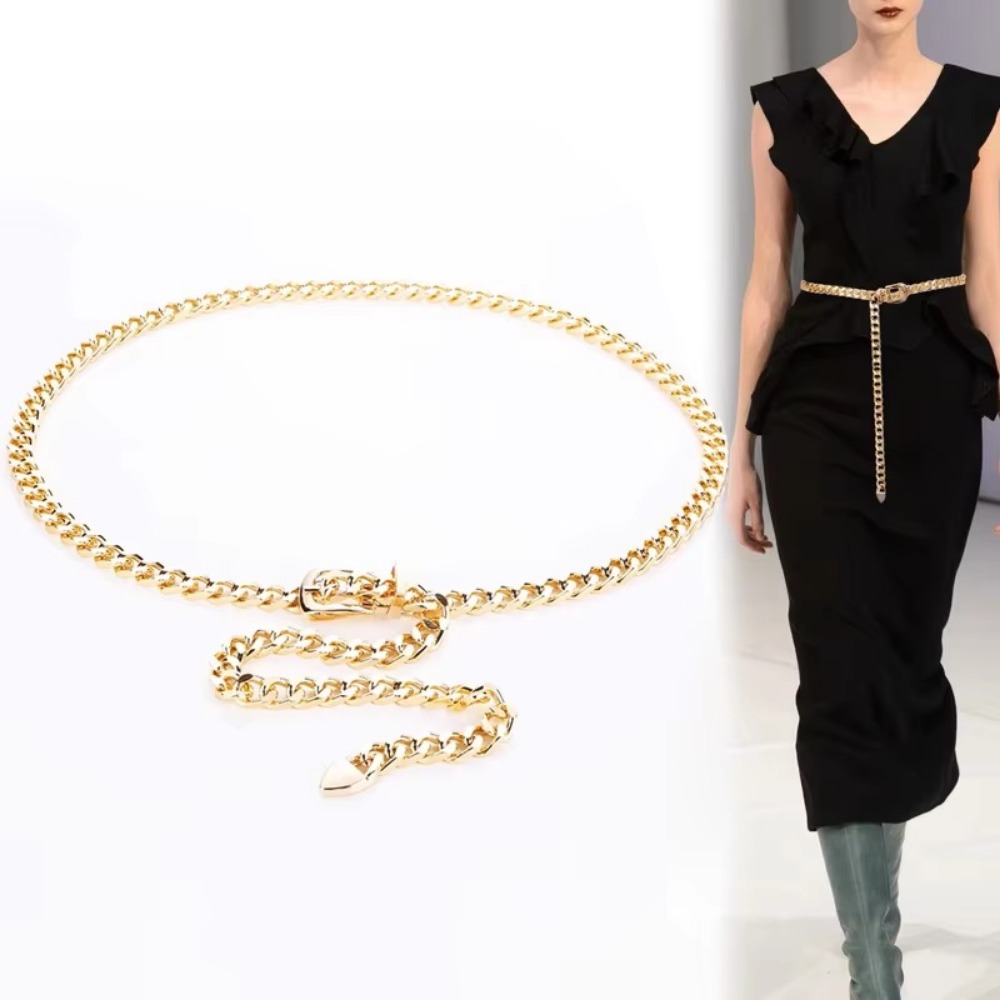 Women'S Jeans Accessories Chain - Einfache Metallkette Gürtel Lange Quaste Taille