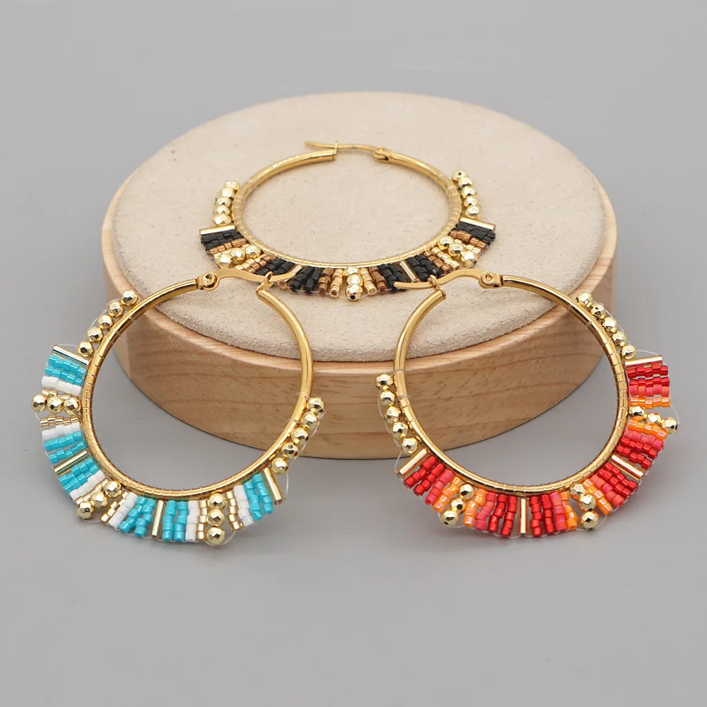 Tassel Earrings Boho - Großen Kreis Ohrringe Hand perlen Böhmen