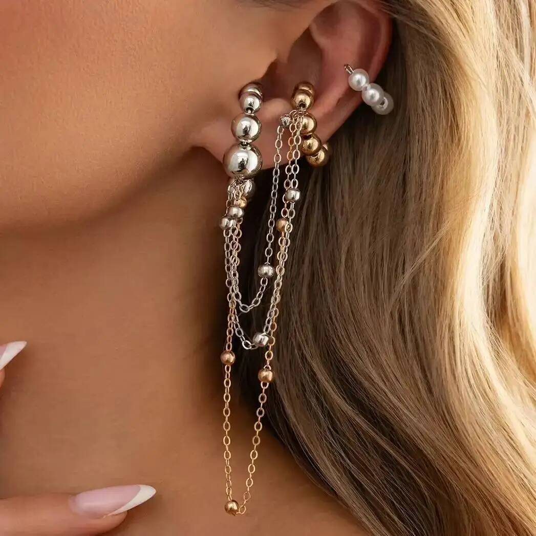 Tassel Earrings Boho - Ingemark Bohemia Imitationsperlen-Metallkette mit langen Quasten,