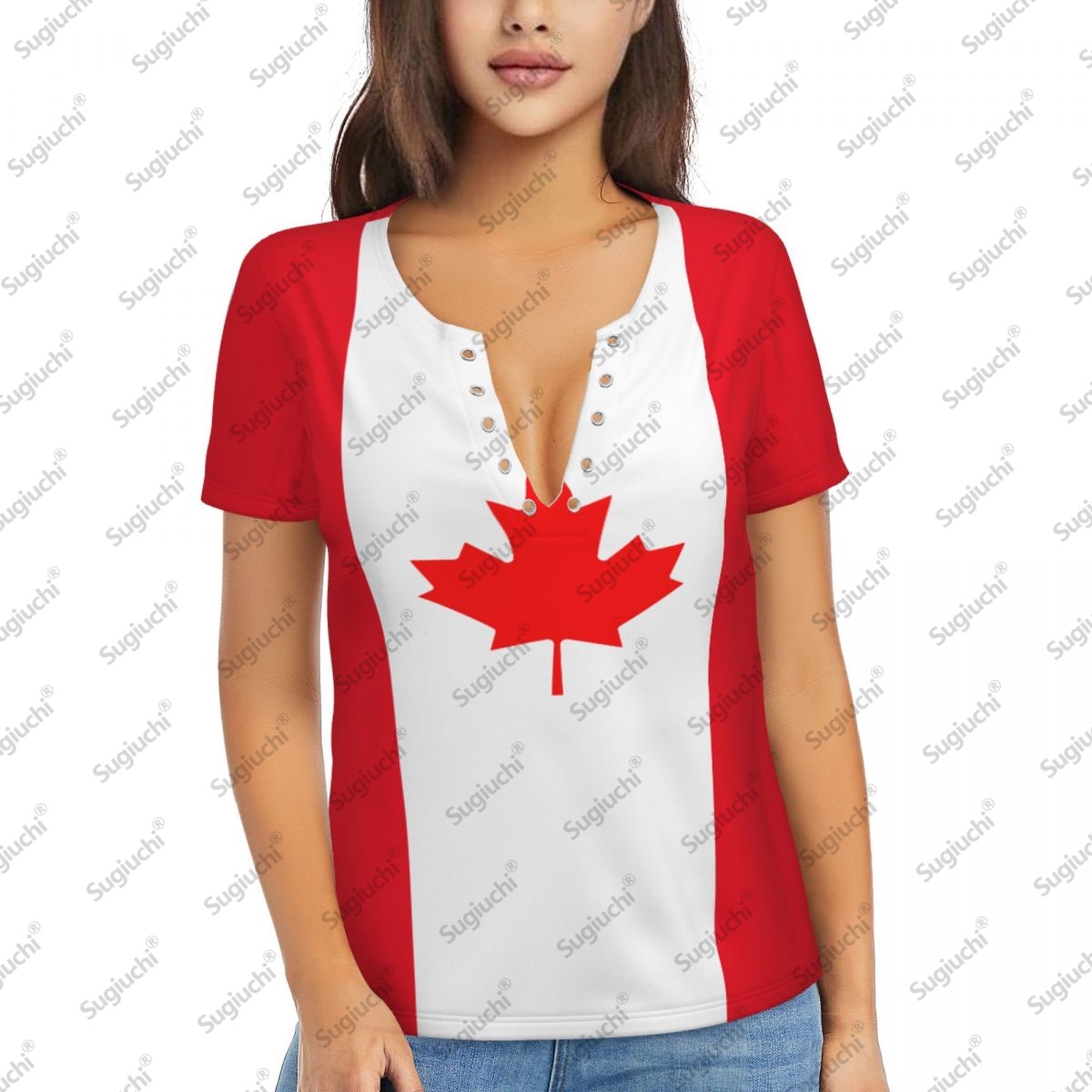 Women'S Accessories Canada - 2025 Kanada Flagge Sexy Tiefem V-ausschnitt