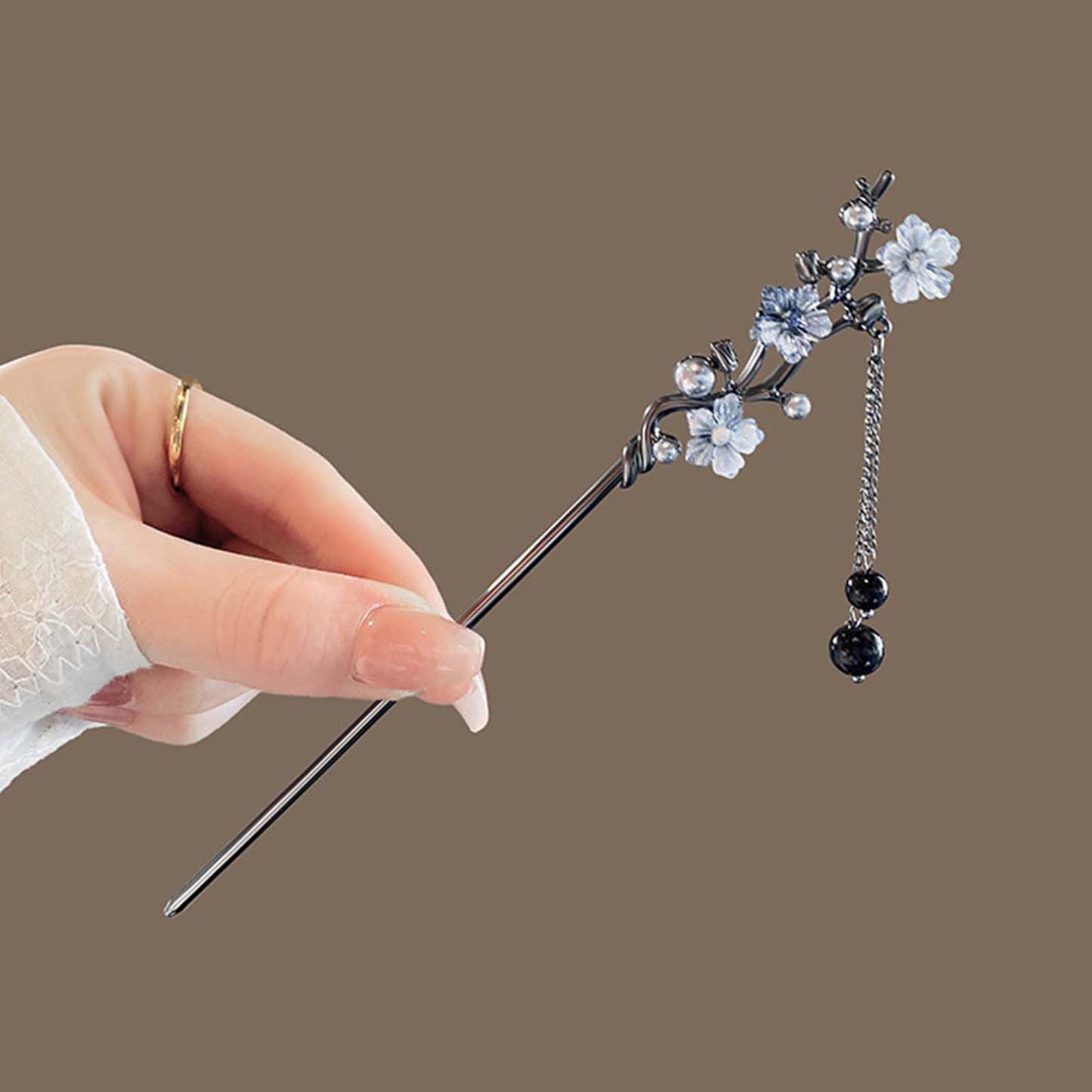 Pearl Hair Pin - Chinesischer Haarstab im klassischen Stil: Schwarze