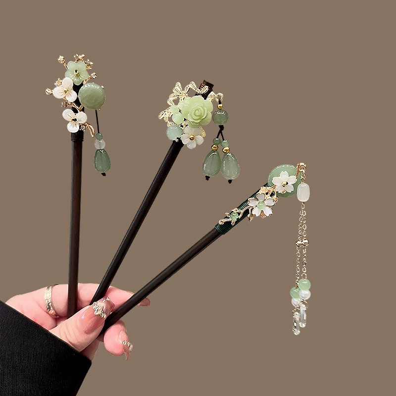 Pearl Hair Pin - Antike Holz Haarnadel Damen Eleganter Haarstab