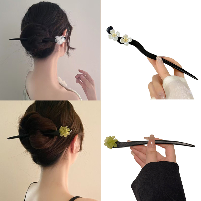 Pearl Hair Pin - Vintage Chinesischen Stil Holz Blume Haar