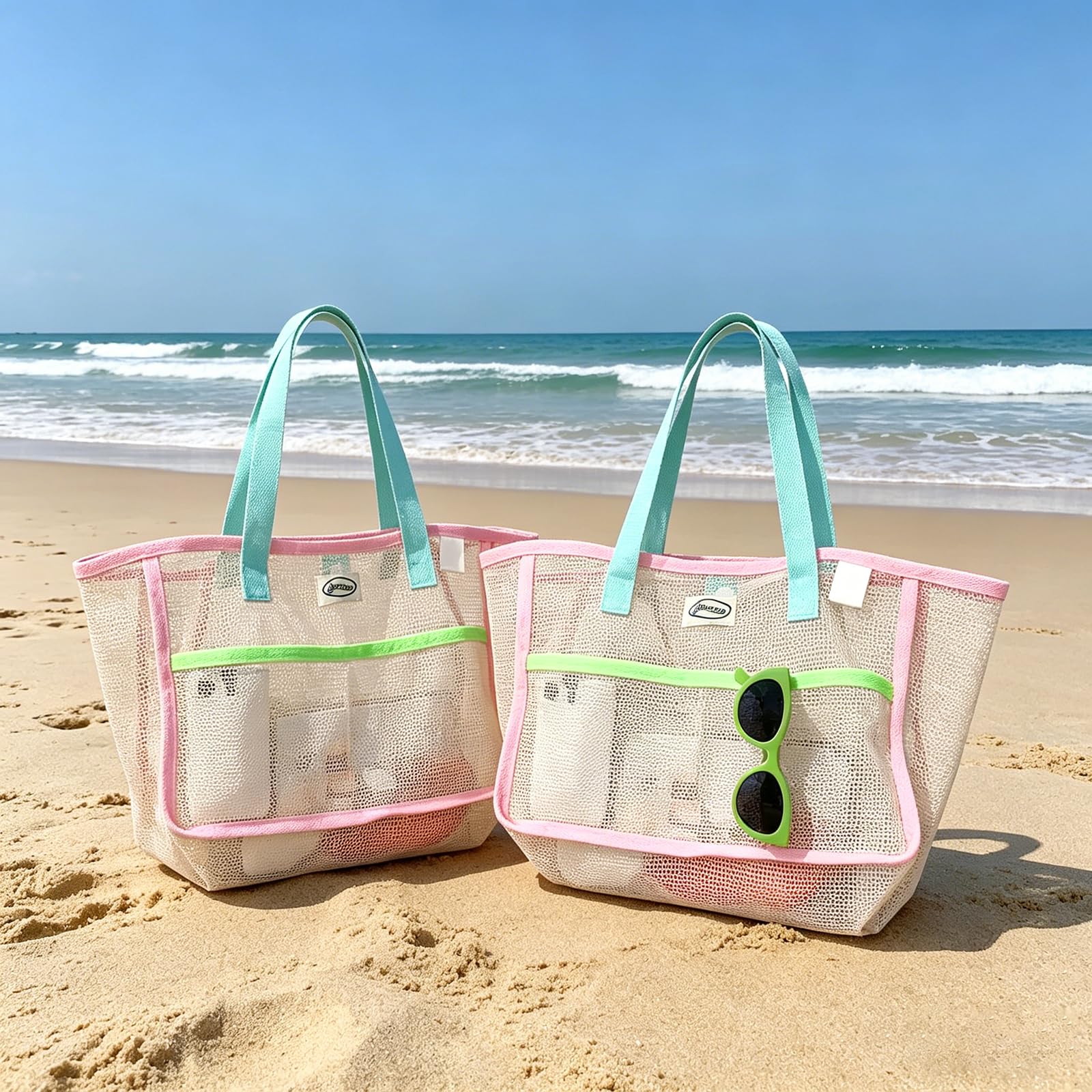 Women Accessories Pack - Strandtaschen für Frauen Bunte Faltbare Netz-Sandtasche