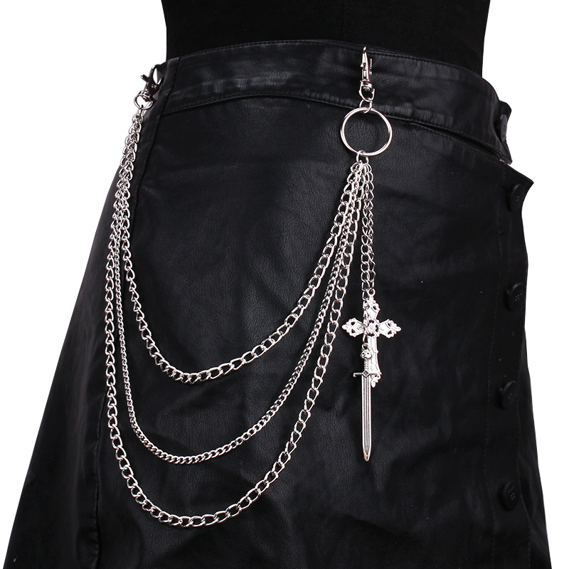 Women'S Jeans Accessories Chain - Hip Hop Schädel Kreuz Hosen Taille