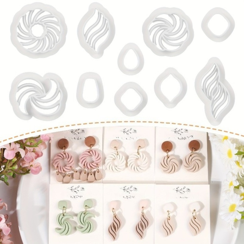 Tassel Earrings Boho - 10-teiliges Boho-Swirl-Ohrring-Ausstecher-Set aus Polymer Clay, geometrische