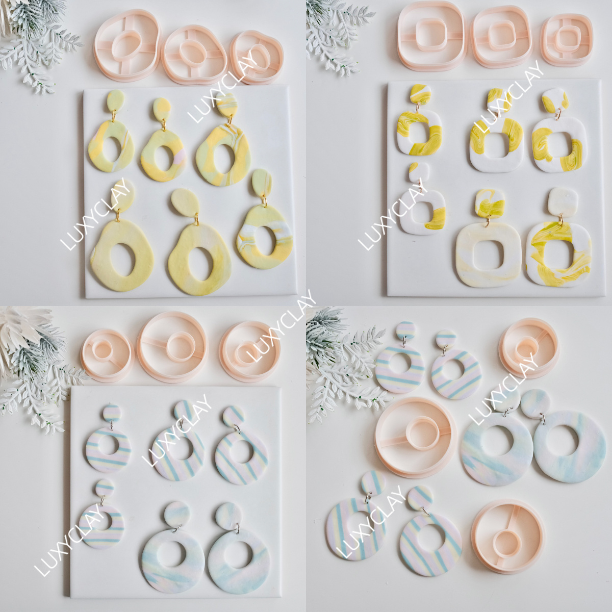 Tassel Earrings Boho - 3 Stück hohle Kreis- und Quadrat-Donut-Formen