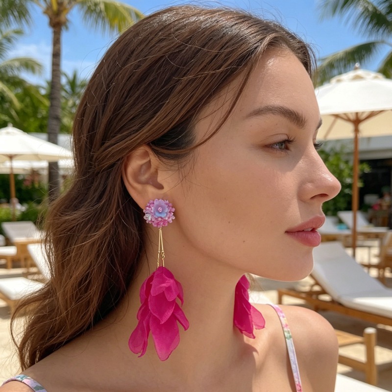 Tassel Earrings Boho - Neue modische Blumen-Quasten-Ohrclips für Damen, nicht