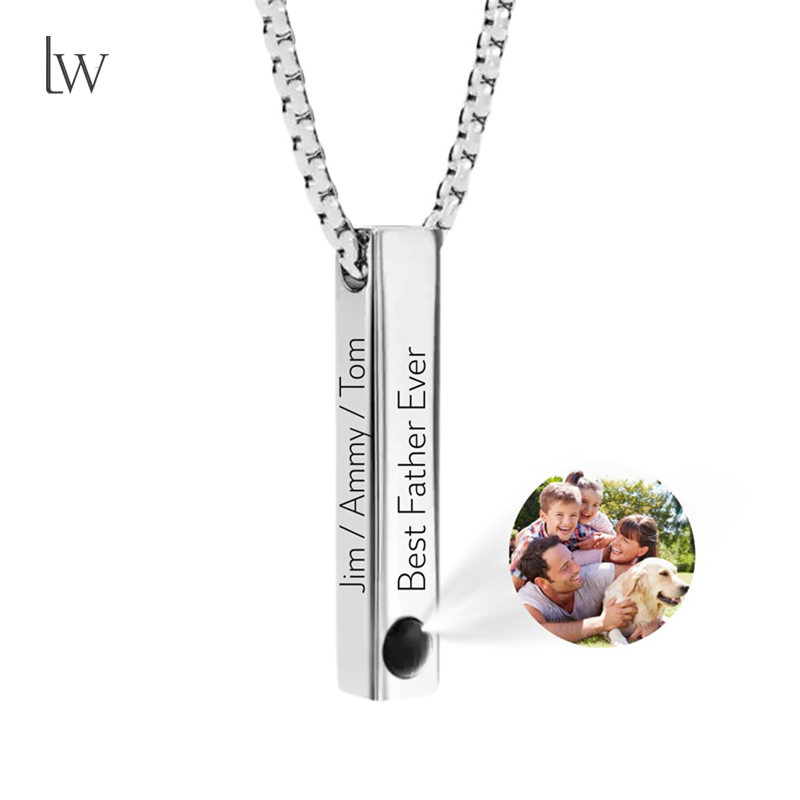 Women Accessories Gift Box - Benutzerdefinierte Bild-Namenskette, personalisierte 3D-Gravur-Bar-Foto-Halskette, individueller Name,