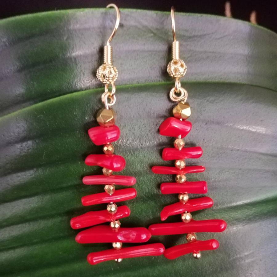 Damen Unregelmäßige Rote Koral – Tassel Earrings Boho Bewertung und Preis