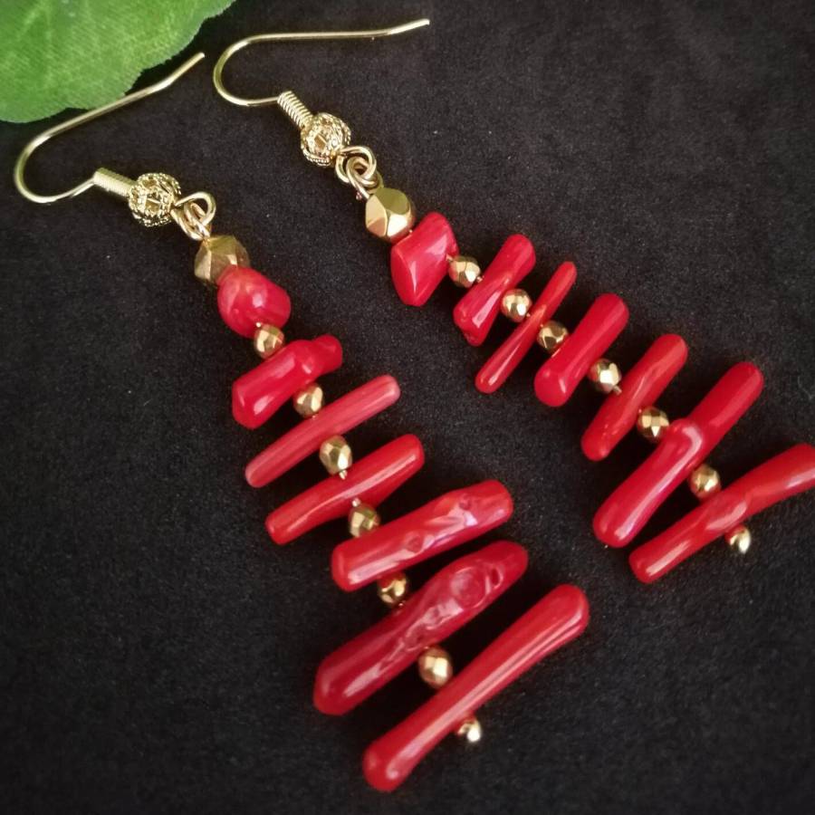 Damen Unregelmäßige Rote Koral – Tassel Earrings Boho Bewertung und Preis