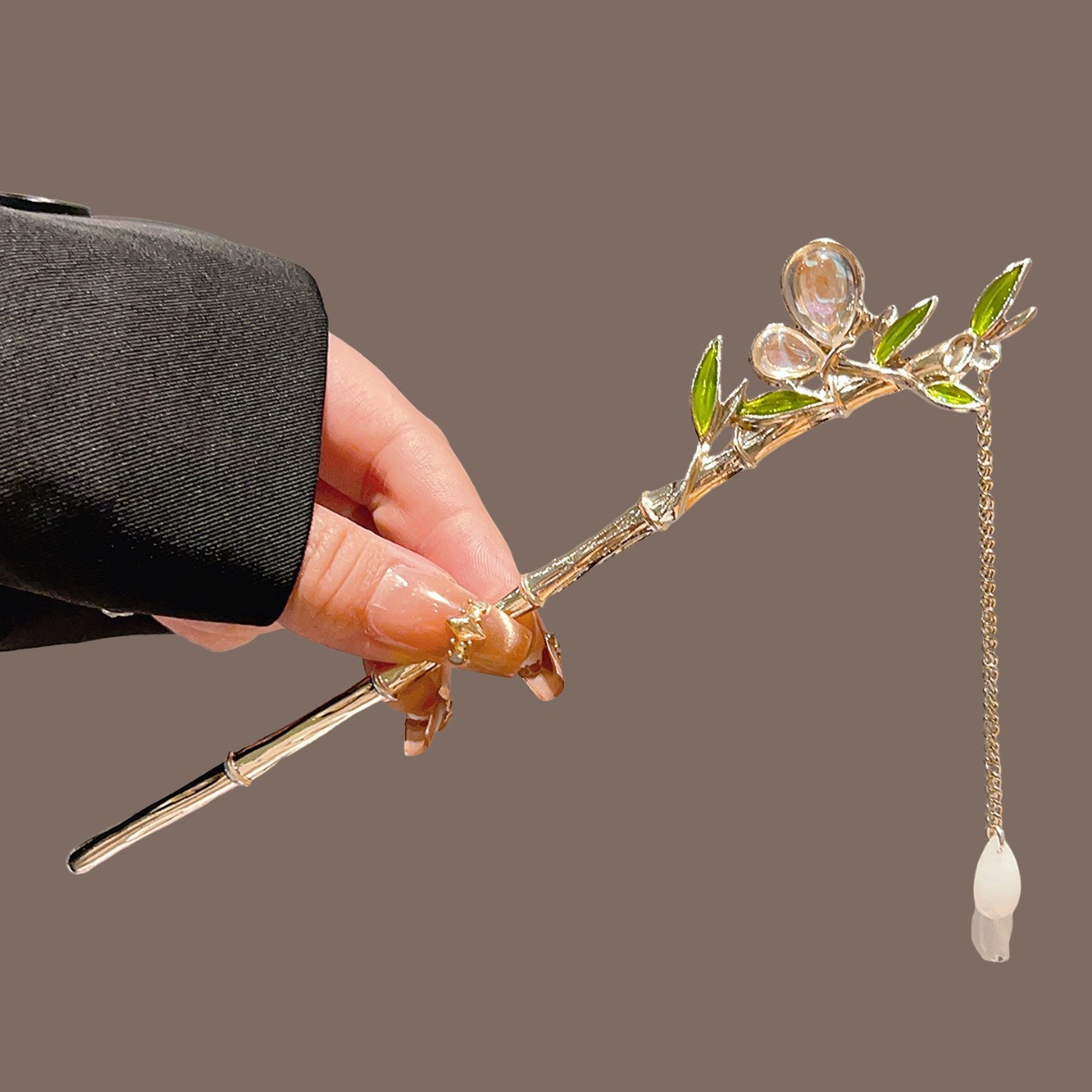 Grüner Bambus-Haarstab mit Qua – Pearl Hair Pin Bewertung und Preis