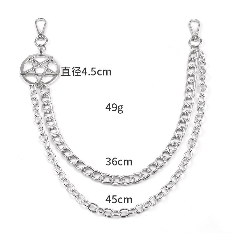 Punk-Metall-Ketten-Pentagramm- – Women'S Jeans Accessories Chain Bewertung und Preis