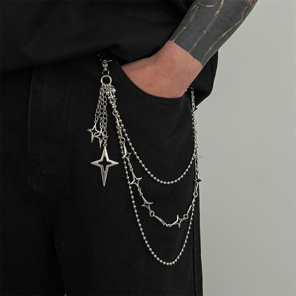 Punk Mehrschichtige Metall-Ste – Women'S Jeans Accessories Chain Bewertung und Preis