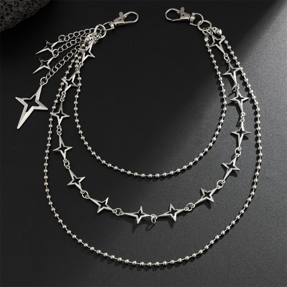 Punk Mehrschichtige Metall-Ste – Women'S Jeans Accessories Chain Bewertung und Preis