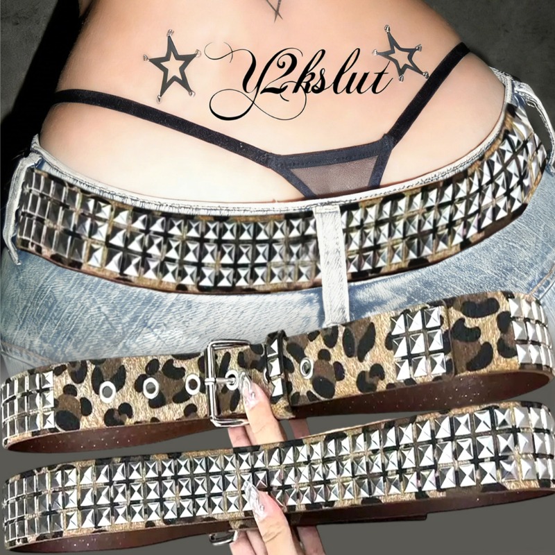 Y2K Leoparden-Nieten-Gürtel mi – Women'S Jeans Accessories Chain Bewertung und Preis