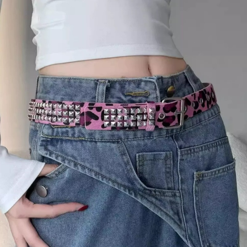 Y2K Leoparden-Nieten-Gürtel mi – Women'S Jeans Accessories Chain Bewertung und Preis