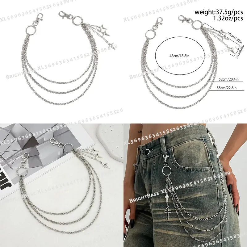 Punk Mehrschichtige Metall-Ste – Women'S Jeans Accessories Chain Bewertung und Preis