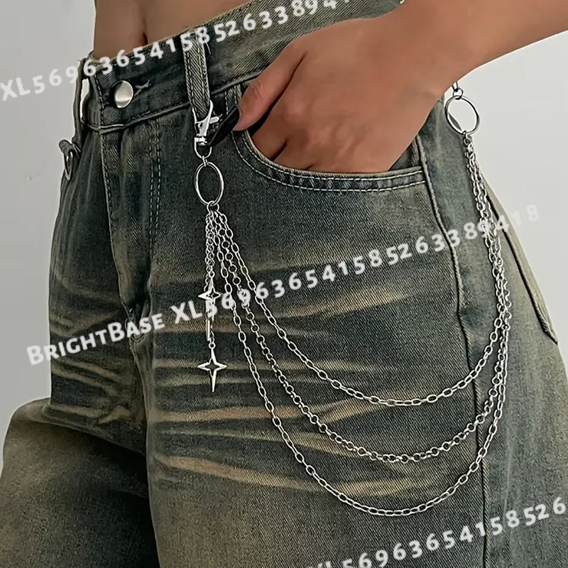 Punk Mehrschichtige Metall-Ste – Women'S Jeans Accessories Chain Bewertung und Preis