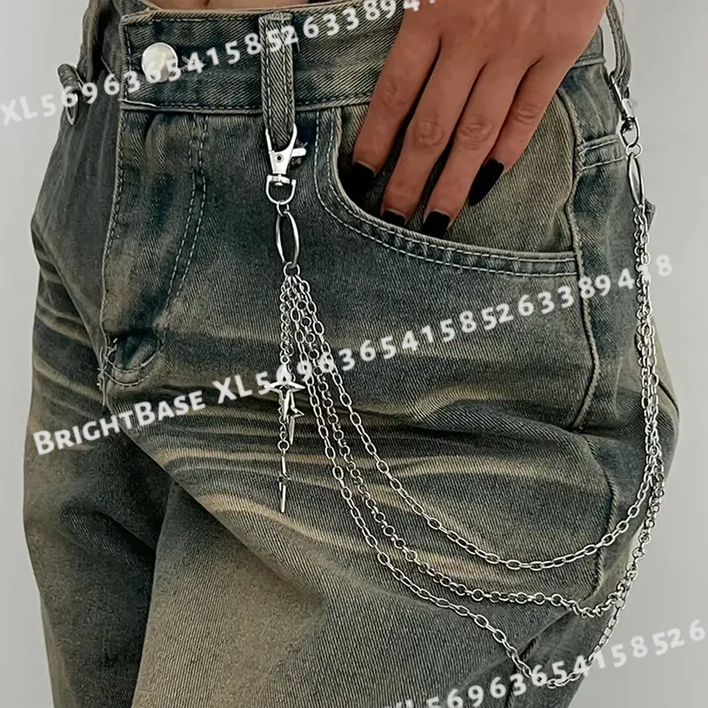 Punk Mehrschichtige Metall-Ste – Women'S Jeans Accessories Chain Bewertung und Preis