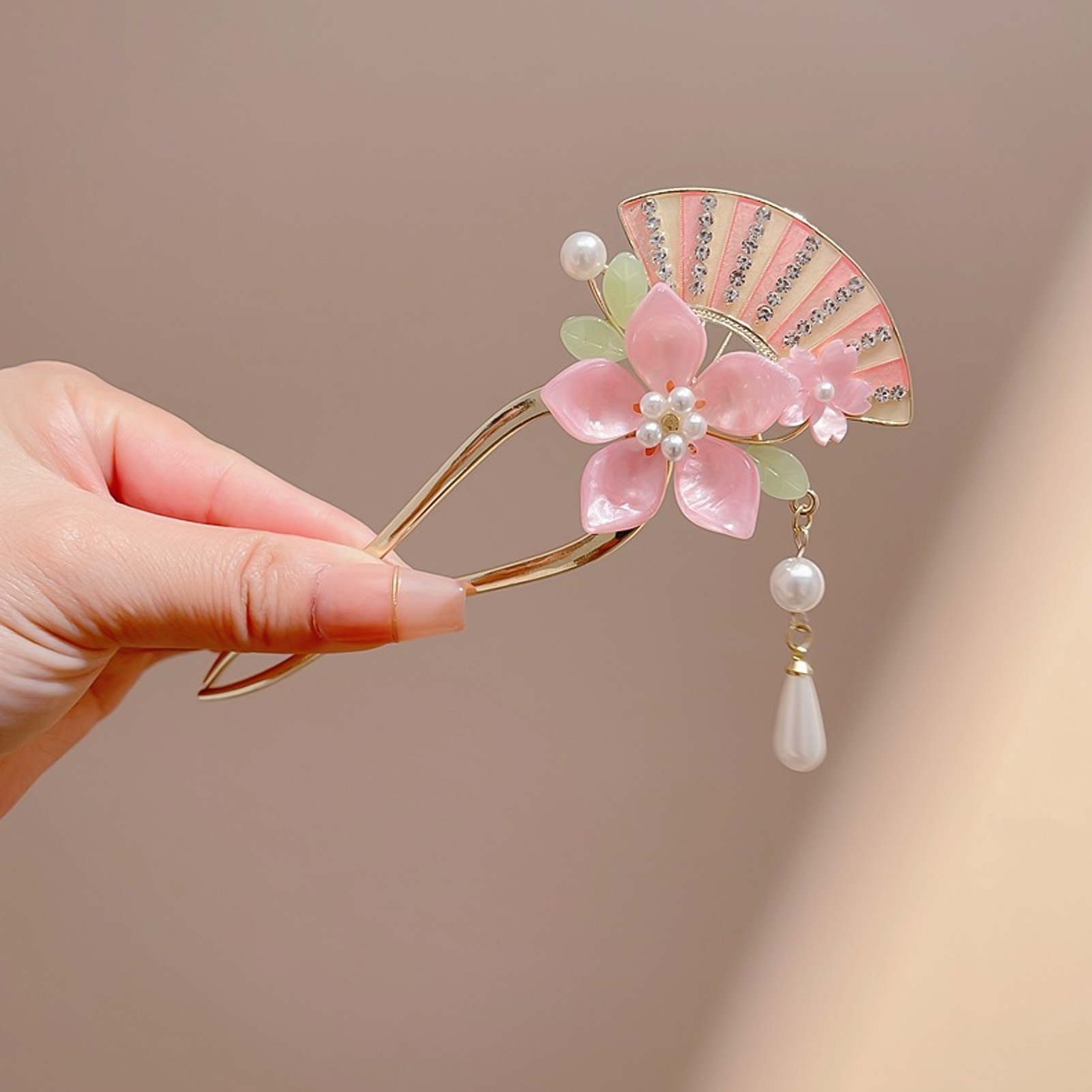 Elegante rosa Blume Haarnadel  – Pearl Hair Pin Bewertung und Preis